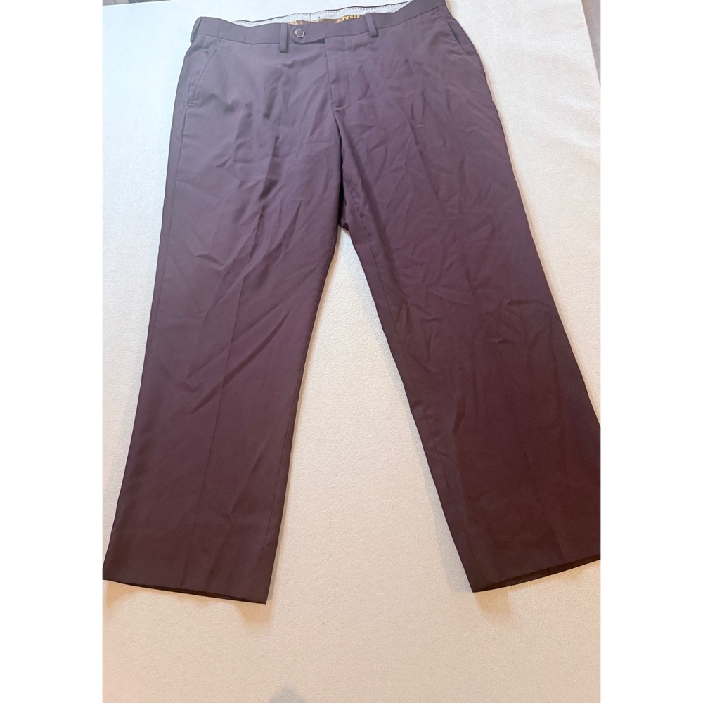 Pierre Laurant Edward 2B Burgundy Dress Pants Mens 36W Flat Front Trousers